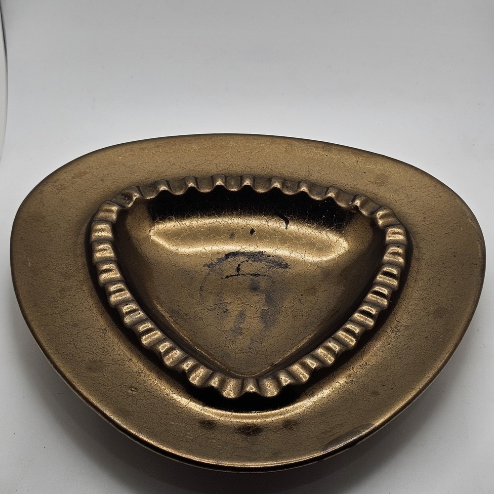 Franciscan Boomerang Bronze Cigarette Ashtray Mid Century Modern Hollywood Glam